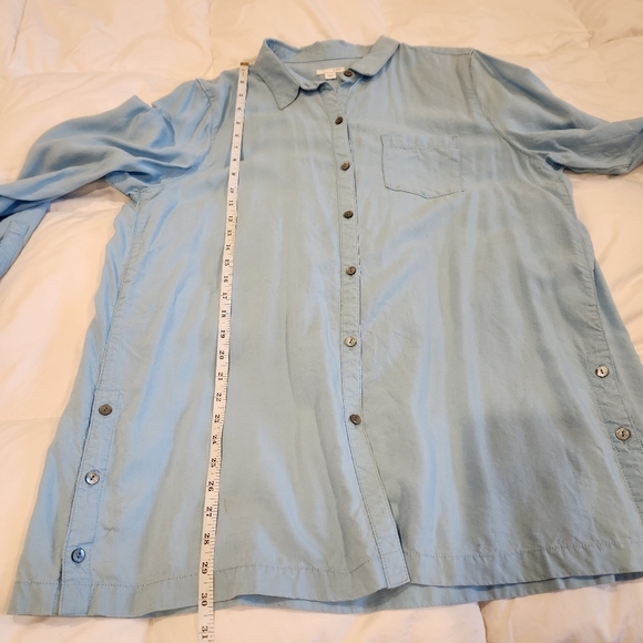 J Jill Womens Blue Long Sleeve Bohemian Tunic Collared Lyocell Extra Large - Picture 7 of 8